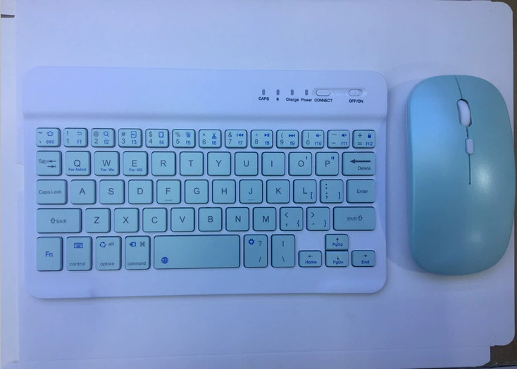 Bluetooth Keyboard & Mouse Set (Apple-compatible), Slim Wireless 7/10" Tablet Holder, Rechargeable Mouse