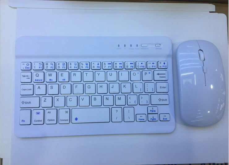 Bluetooth Keyboard & Mouse Set (Apple-compatible), Slim Wireless 7/10" Tablet Holder, Rechargeable Mouse