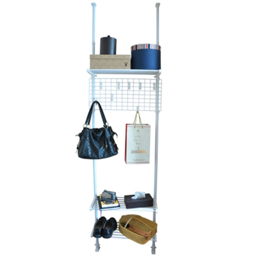 Top-down, self-standing hole-free hallway coat rack, 3-tier living room shoe rack, floor-mounted hanging rack layer