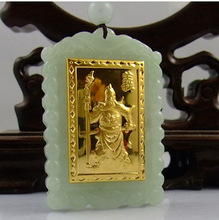 金镶玉批发 男士吊坠 天然A货翡翠 关公吊坠 厂家直销