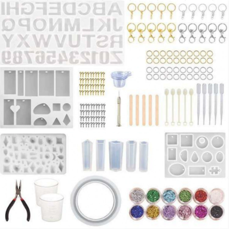 Set, epoxy resin, accessory with accessories with letters, silicone mold, DIY