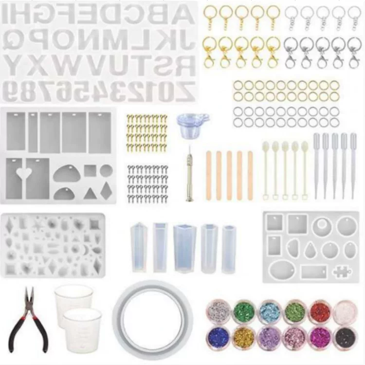 Set, epoxy resin, accessory with accessories with letters, silicone mold, DIY
