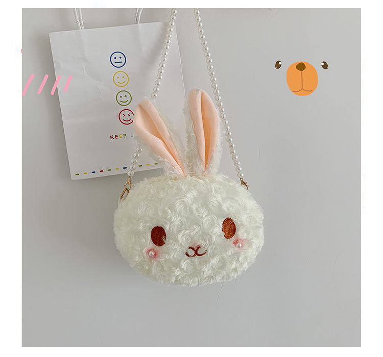 Lolita Kaninchen Cartoon Plüsch Damen Perlenkette Umhängetasche Mobile Eine Schulter Geschenk_voghion.com