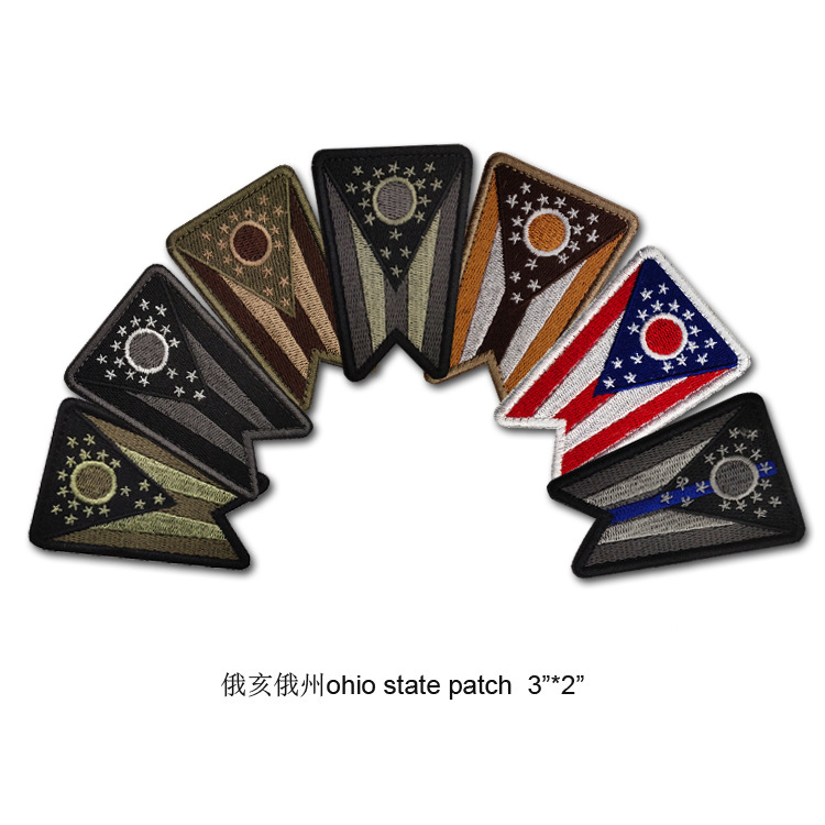 美国州旗ohio state patch徽章 俄亥俄州刺绣魔术贴臂章补丁