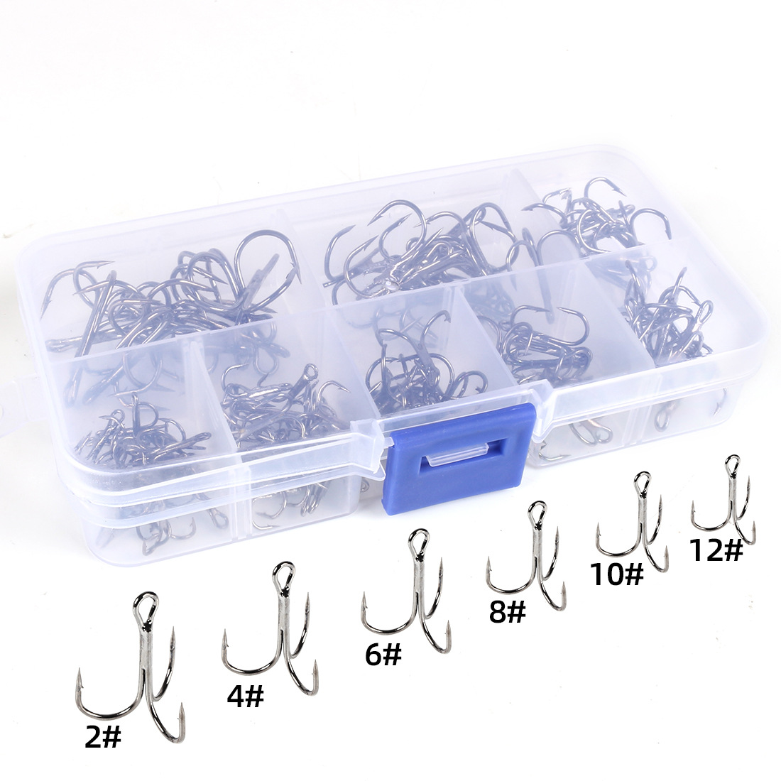 Gancho de pesca transfronterizo de 100 piezas en caja tres ganchos de púas de acero de alto carbono gancho de anclaje de pesca artes de pesca