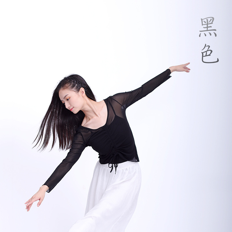 Adulto danza clásica gasa ropa cuerpo ballet danza práctica ropa arte examen malla danza moderna cordón blusa top