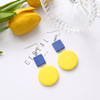 Yellow fresh universal advanced earrings, french style, flowered, high-quality style, bright catchy style