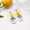 Yellow fresh universal advanced earrings, french style, flowered, high-quality style, bright catchy style