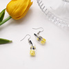 Yellow fresh universal advanced earrings, french style, flowered, high-quality style, bright catchy style