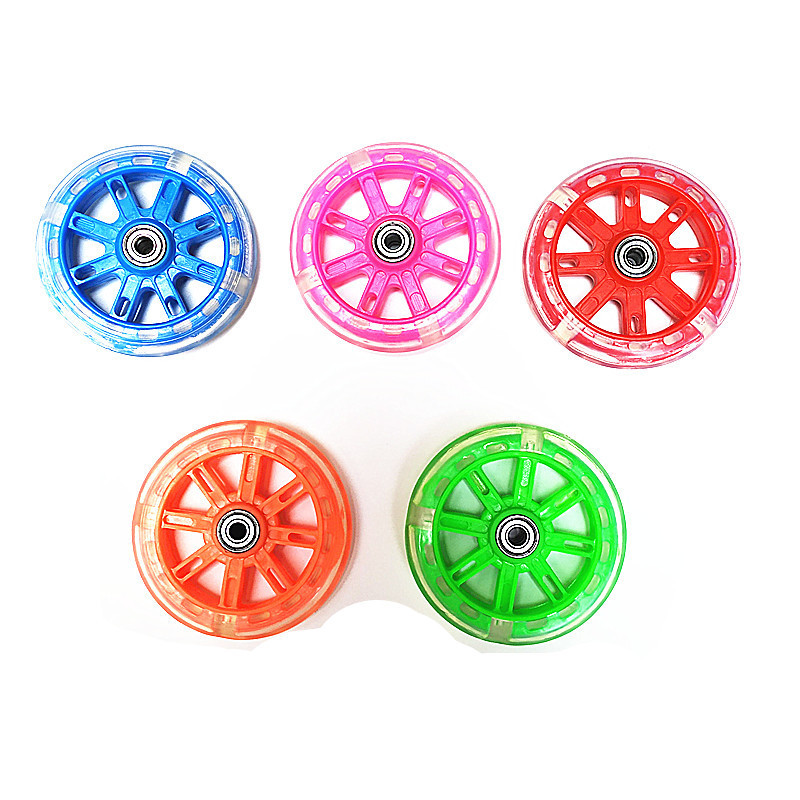 Children's bicycle auxiliary wheel PVC flash wheel wear-resistant wheel stroller accessories scooter 120 mute wheel