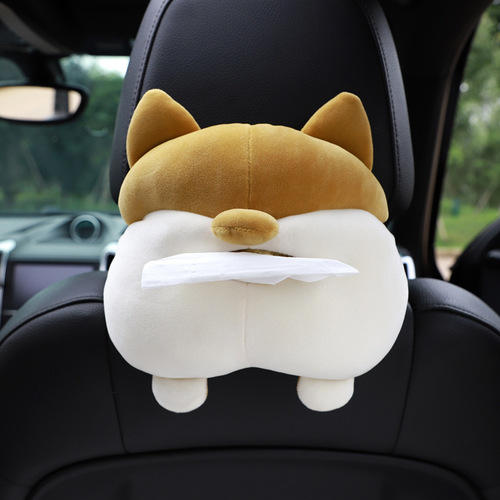 Car Cartoon Tissue Box Creative Cute Plush Multi-Function Car Seat Back Hanging Armrest Box Paper Box Wholesale