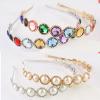 Metal headband, round fashionable retro hair accessory from pearl, Korean style, flowered