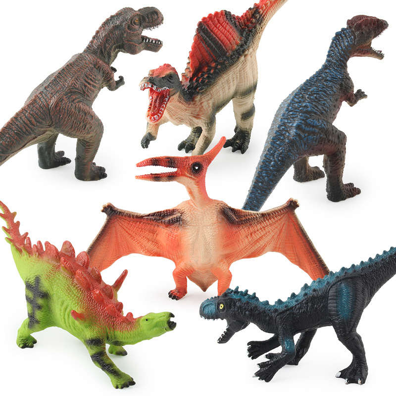 Nuevo producto transfronterizo: Juguete de dinosaurio jurásico realista para niños, modelo grande de Triceratops y pterosaurio, relleno de algodón, hueco, para decoración.