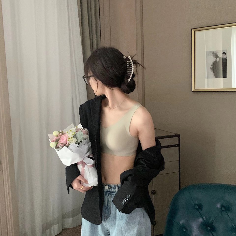 Ropa interior de terciopelo con chip cuántico Chaleco de mujer de una sola pieza sin costuras reunidas transpirable simple ropa interior de niña