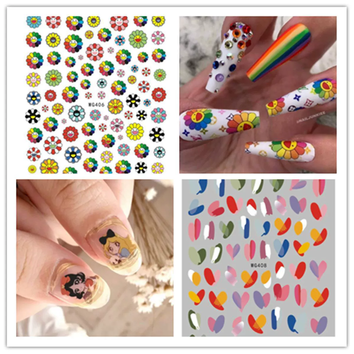 Подсолнух ногти наклейки завод спот новый подсолнух подсолнух ногти наклейки WG376-408