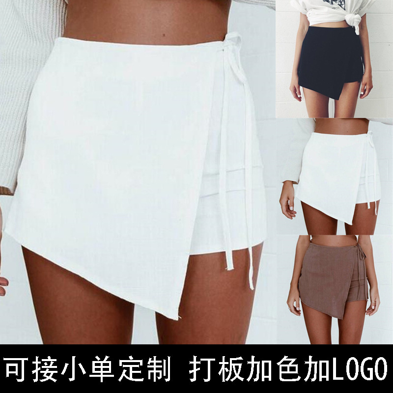 ebay AliExpress wish European and American Women's Cross-border Irregular Bandage Summer Short Skirt Pants Thin Pants