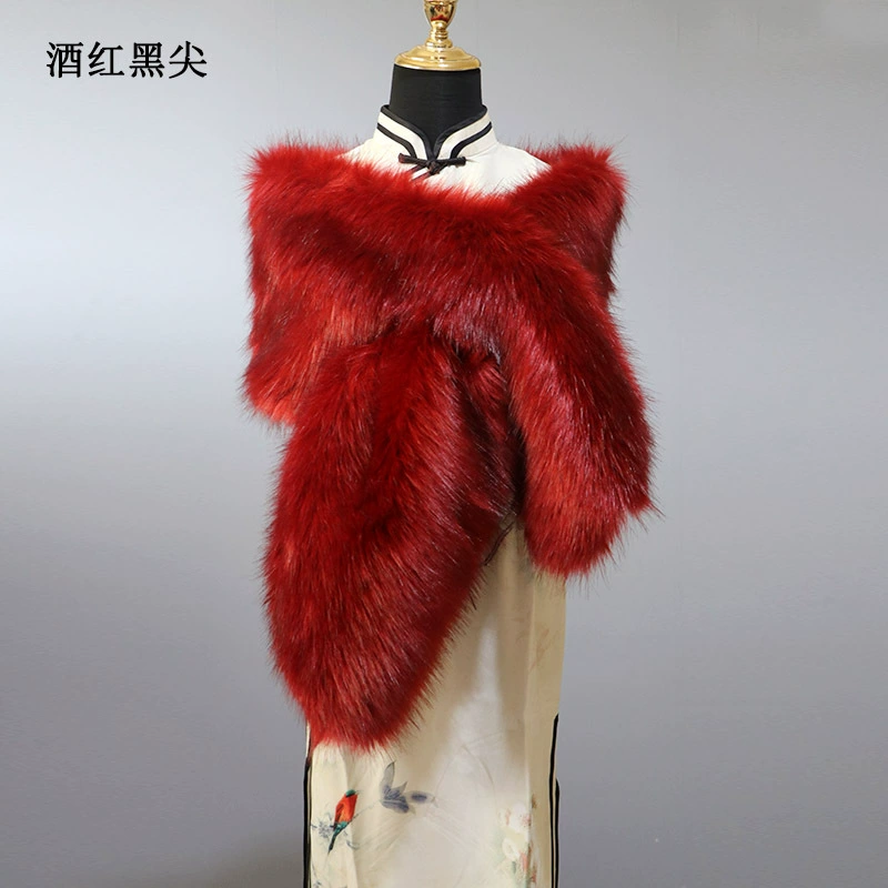 Вечернее платье, теплая красная жилетка, зимняя накидка для невесты, бархатный шарф, увеличенная толщина