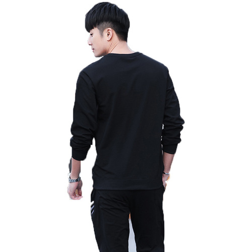 Men's Spring and Autumn  New Large Size Casual Sport Two-Piece Crew Neck Loose Embroidered Streetwear Set
