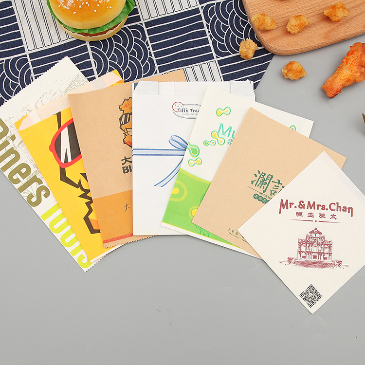 一次性食品打包袋薯条鸡腿鸡翅防油纸袋炸鸡小吃牛皮纸打包袋