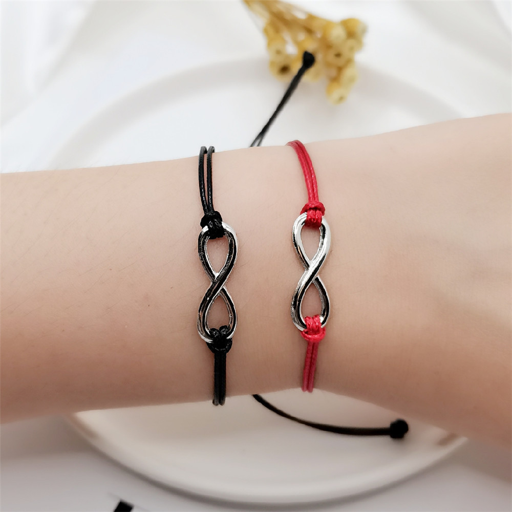 Pulsera ajustable tejida a mano de 8 palabras de aleación simple europea y americana transfronteriza pulsera tarjeta pareja pulsera
