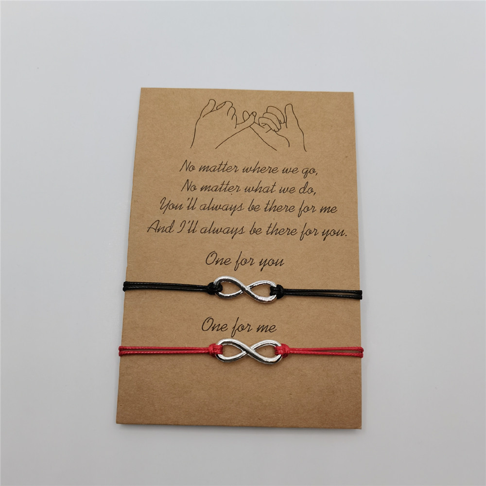 Pulsera ajustable tejida a mano de 8 palabras de aleación simple europea y americana transfronteriza pulsera tarjeta pareja pulsera