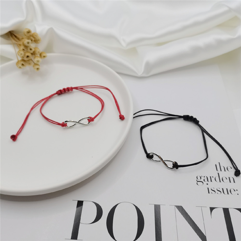 Pulsera ajustable tejida a mano de 8 palabras de aleación simple europea y americana transfronteriza pulsera tarjeta pareja pulsera