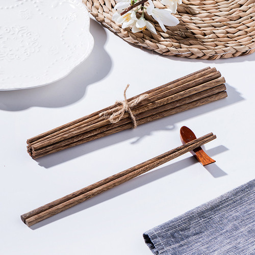 Chicken Wing Wood Chopsticks Household Paint-Free Wax-Free Wooden Long Quick Chopsticks Chinese Restaurant Solid Wood Tableware Set of 10 for Family