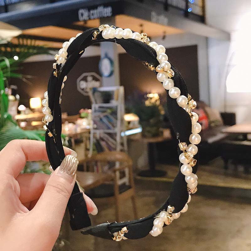 Estilo coreano perla de hadas estilo Chanel diadema de las mujeres del todo-fósforo horquilla retro dulce Super Hada Mori diadema accesorios para el cabello