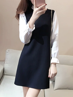 2024一件代发大码秋装新款连衣裙女减龄洋气假两件胖妹妹遮肉裙