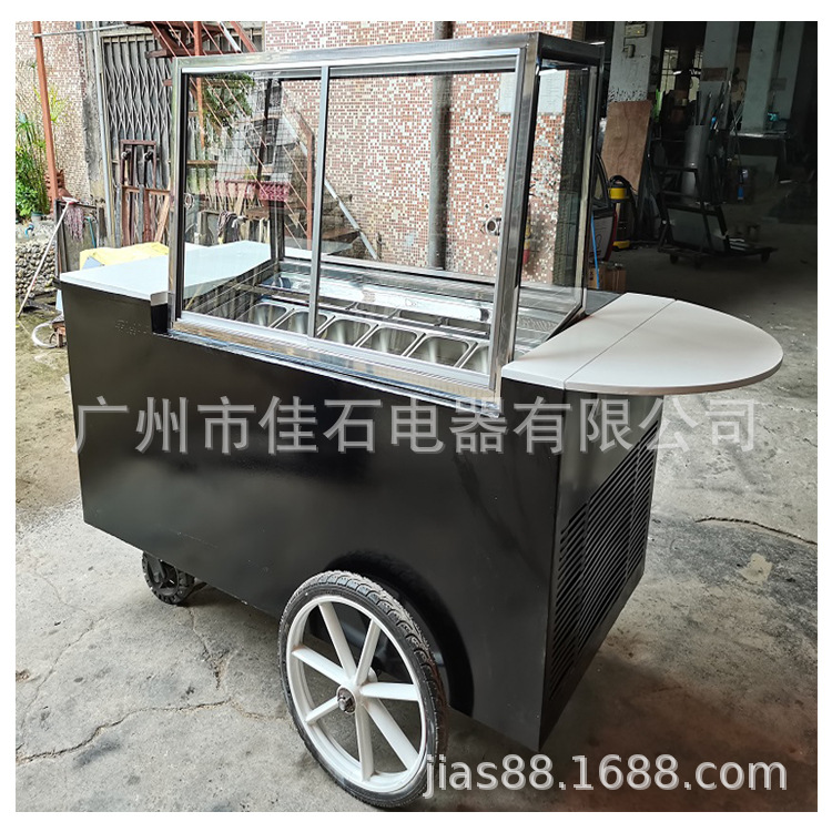 厂家新款 冰激凌手推车 商用 6盘雪糕花车 110V 户外冰淇淋餐车