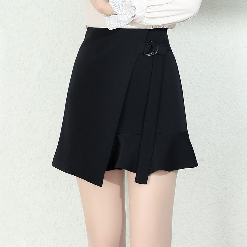 2021春季新款鱼尾裙高腰修身包臀裙防走光半身裙不规则荷叶边短裙