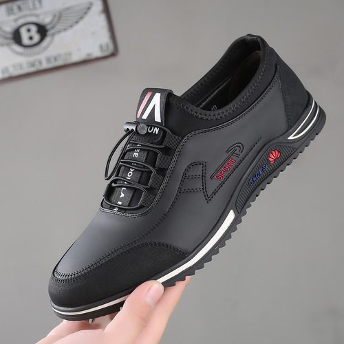 2024 Spring and Autumn Men's Heightening Sports and Casual Leather Shoes Korean Fashion Youth Trendy Shoes Breathable White Shoes
