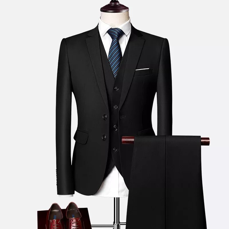 Suit suit Men's Three-Piece plus size Business Formal Suit Professional Small Suit Korean Slim-Fit Groom Wedding Dress