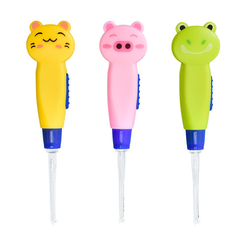 Glowing ear scoop for children and babies, ear picking tool set with light, cleaning ear scoop