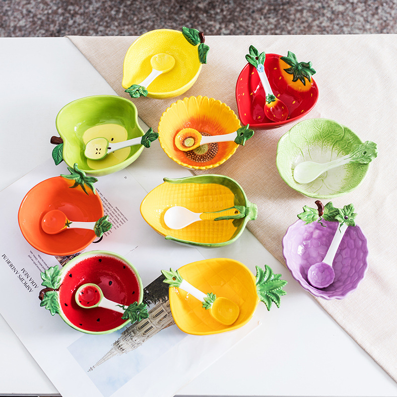 Cross-border creative ceramic bowl fruit bowl vegetable salad bowl children's bowl student Bowl dessert bowl household tableware Cross-border creative ceramic bowl fruit bowl vegetable salad bowl children's bowl student Bowl dessert bowl household tableware