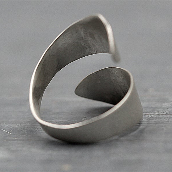 Mountain And Forest Adjustable Open Ring For Women Sterling Silver_voghion.com