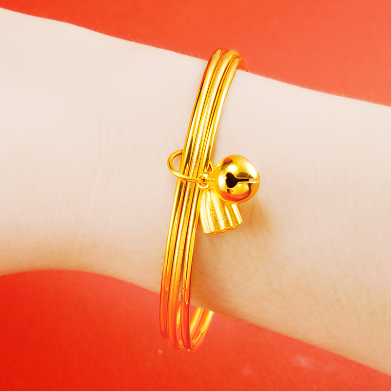 Luz de lujo de imitación 24K oro bobina Lotus Sansheng III pulsera Internet celebridad antigua tienda de oro francés mismo estilo arena pulsera de oro image 5