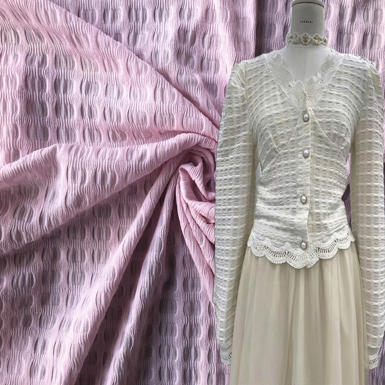 厂家直销天丝井提花格子针织面料聚酯纤维弹力衬衫连衣裙内衣布料