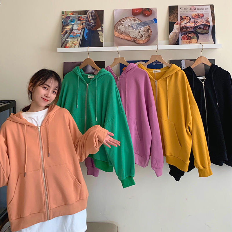 Spring and Autumn Jacket for Women 2026 New Style Autumn Loose Korean Style Long-Sleeve Top Zip-Up Hoodie Trendy Ins Style Spring and Autumn Jacket for Women 2026 New Style Autumn Loose Korean Style Long-Sleeve Top Zip-Up Hoodie Trendy Ins Style
