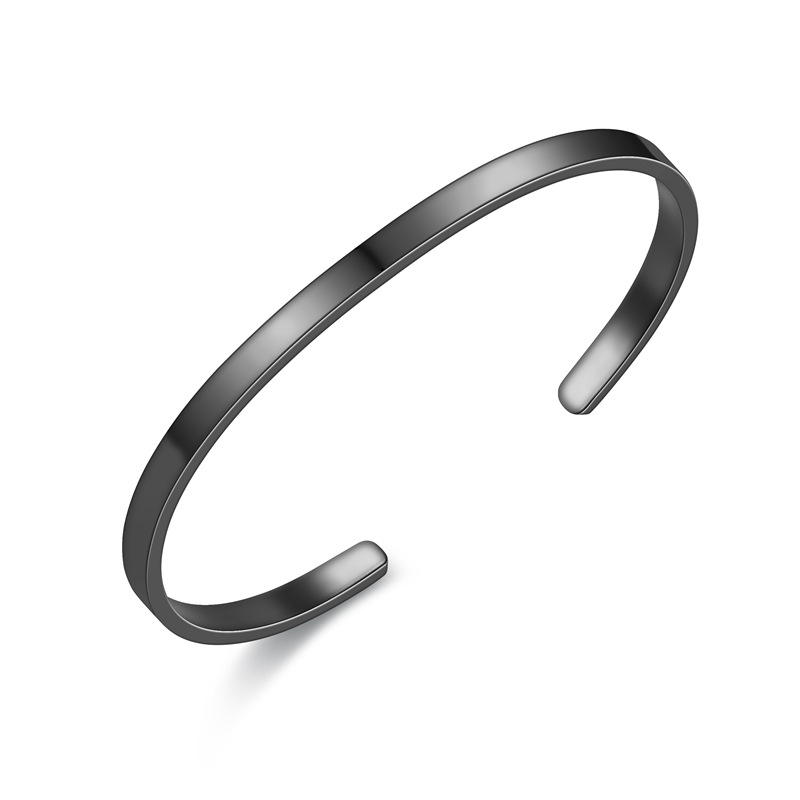 Pulsera de acero de titanio caliente transfronteriza europea y americana brillante pulsera abierta simple de acero inoxidable en forma de C LOOG pulsera de letras