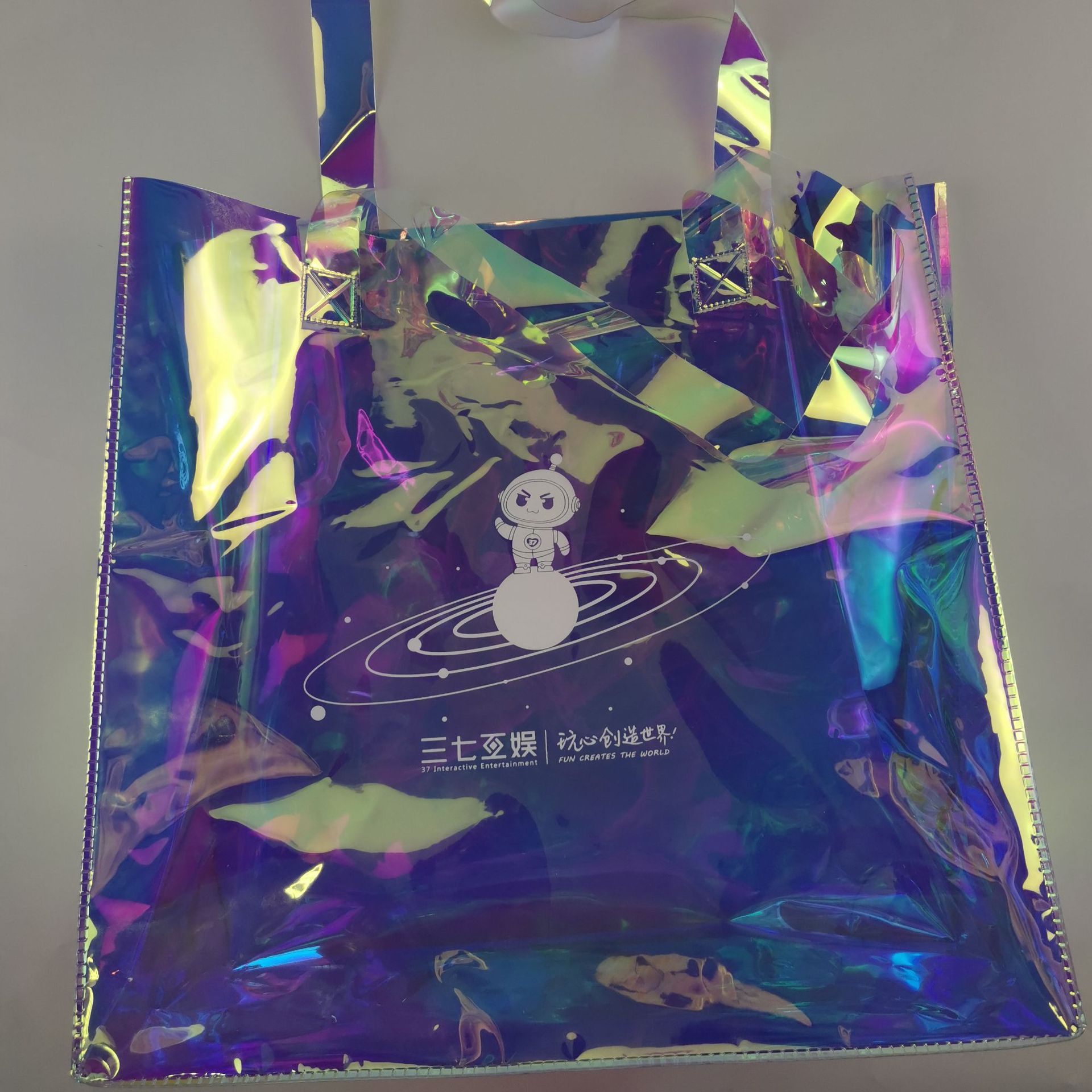 厂家直销购物袋ins时尚幻彩PVC塑料手提袋eva果冻沙滩包