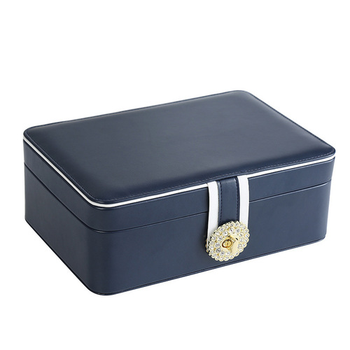 Cross-border double-layer PU large-capacity earring jewelry box earring ring multi-functional jewelry box jewelry storage box wholesale