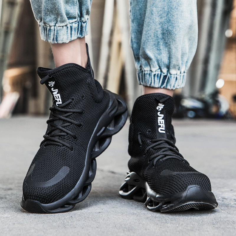 Nuevo modelo transfronterizo de zapatos de protección laboral Jiefu para hombre, con puntera de acero de alta calidad, anti-aplastamiento, resistentes a pinchazos, ligeros y transpirables. image 6