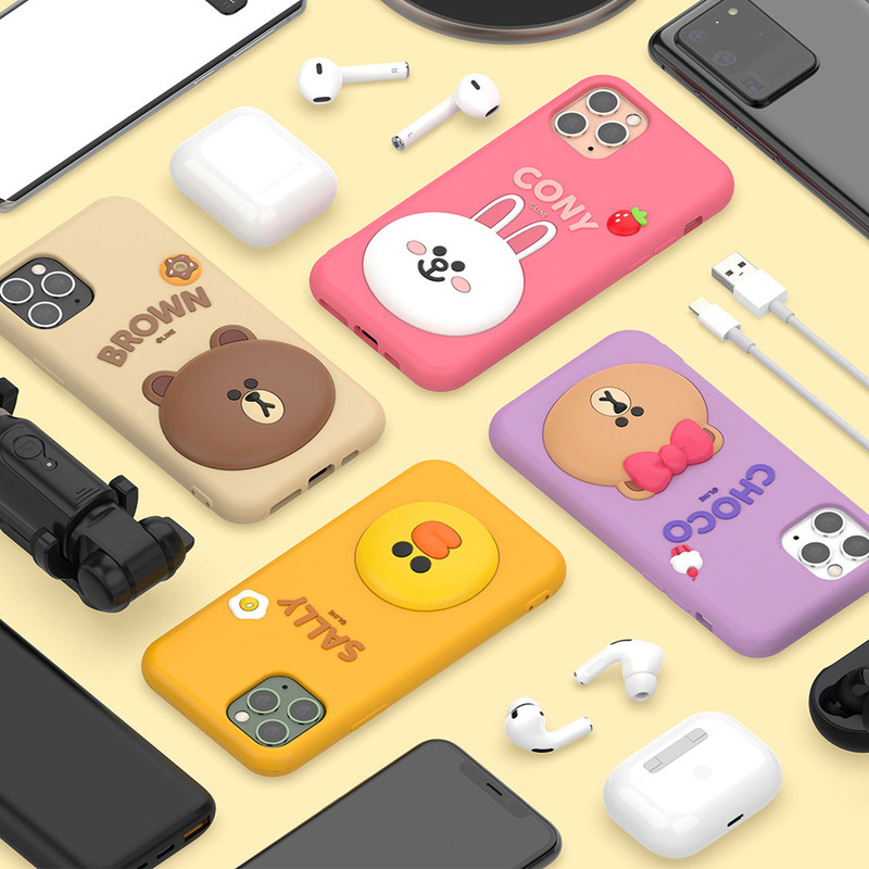 Korean line friends Silicone Phone Case Crash-Resistant brown Bear Silicone All-Covering Protective Case