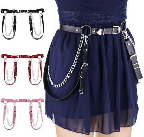 Punk-style PU leather belt, strap, back strap, heart-shaped love chain, chest strap, body strap