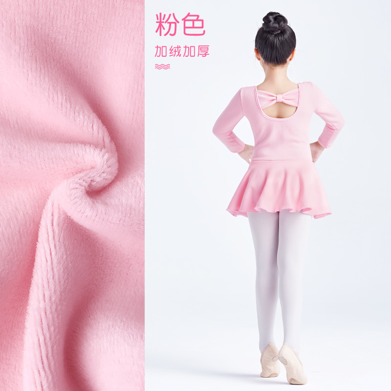 Ropa de baile para niños Falda de baile para niñas de otoño e invierno ropa de práctica para niños arco falda de Ballet de manga larga con forro polar