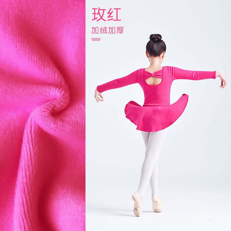 Ropa de baile para niños Falda de baile para niñas de otoño e invierno ropa de práctica para niños arco falda de Ballet de manga larga con forro polar