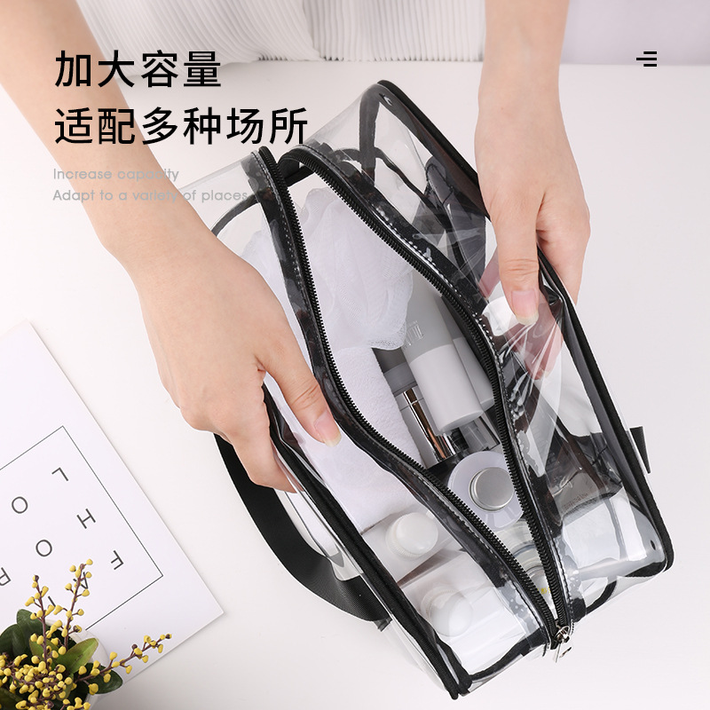 Bolso de PVC transparente de gran capacidad para hombres y mujeres bolsa de tocador portátil multifuncional bolsa de cosméticos en stock
