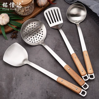 厂家直供304不锈钢勺铲厨房用具家用厨房烹饪煎木柄厨具套装4件套