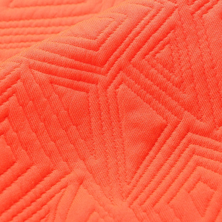 荧光空气层服装面料涤氨纶起泡泡几何提花型夹丝夹棉布3D空气层布